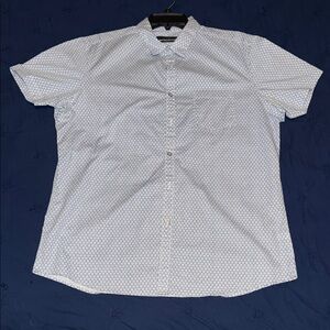 Marc Anthony Light Blue Patterned Short Sleeve Shirt